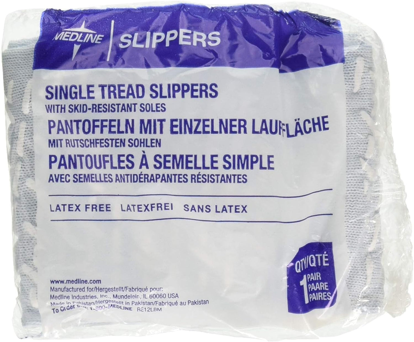 Medline Blue Adult Soft Knit Gripper Slippers